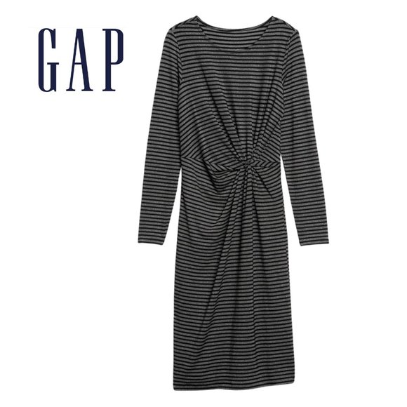 GAP Dresses & Skirts - NEW GAP Metallic Stripe Twist-Knot Midi Dress SZ S